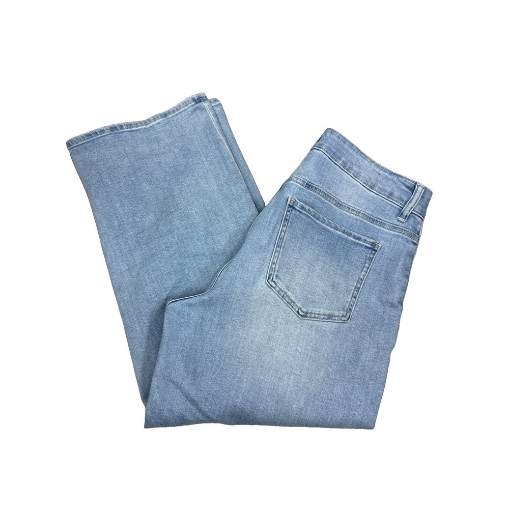 Quince Women's Size 31 Light Blue Denim Bella Stretch Crop Wide Leg Patch Pocket